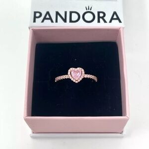 Pandora Timeless Pink Sparkling Elevated Heart Ring size 8 ring No box new